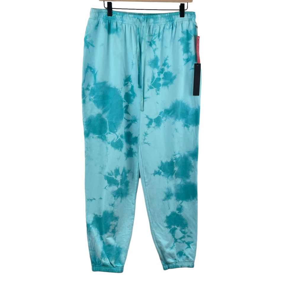 Carbon38 Womens Joggers Icy Blue XL Cotton Tie Dye Elastic Drawstring Wa…